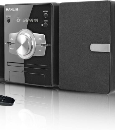 Home Stereo System with CD Player, FM Radio, Bluetooth, AUX in, USB in, Earphone Jack, Remote Control Included, 30W HiFi Shelf Stereo System